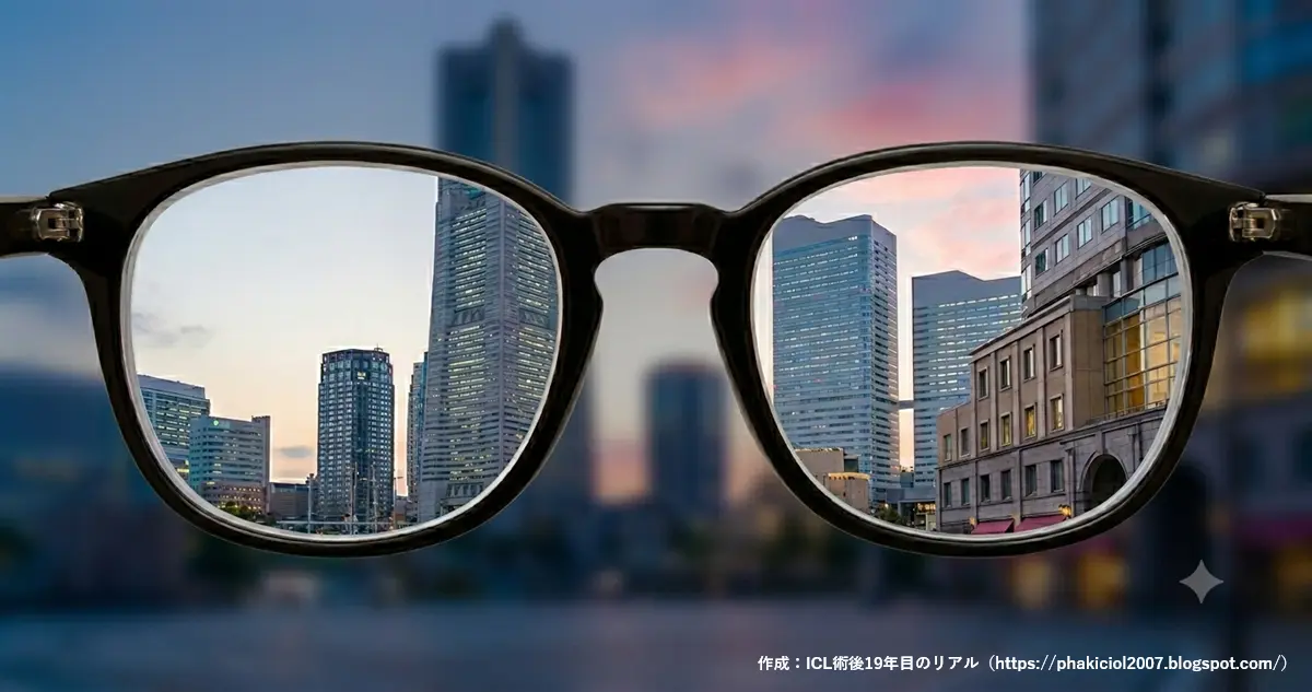 フレーム内外の視力差イメージ｜ICL術後19年目のリアル