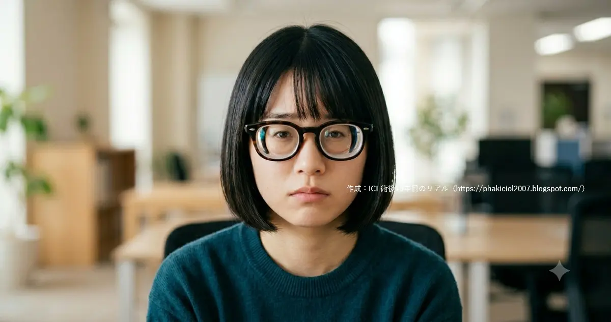度数がきつく、目が数周り小さく見えるメガネイメージ｜ICL術後19年目のリアル