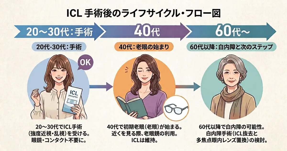 フェイキックIOL(ICL)術後のライフステージ別フローイメージ